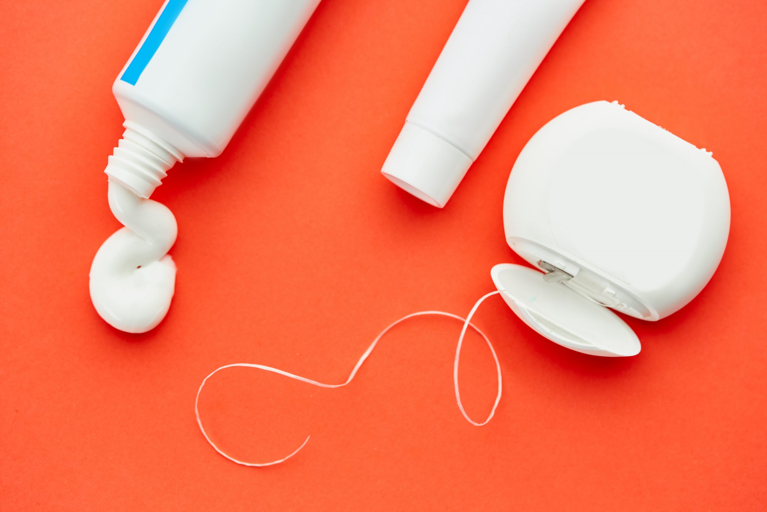 tooth paste and tooth floss